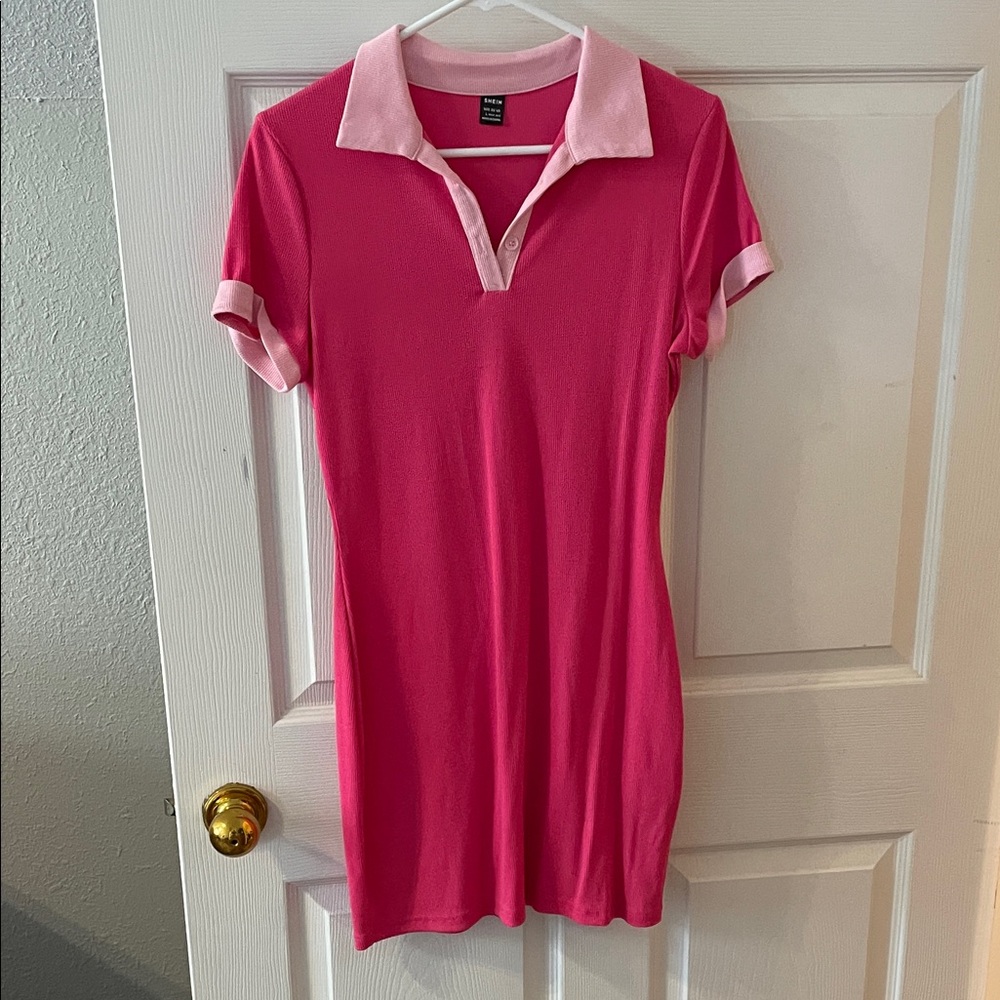 SHEIN Pink Polo Mini Dress